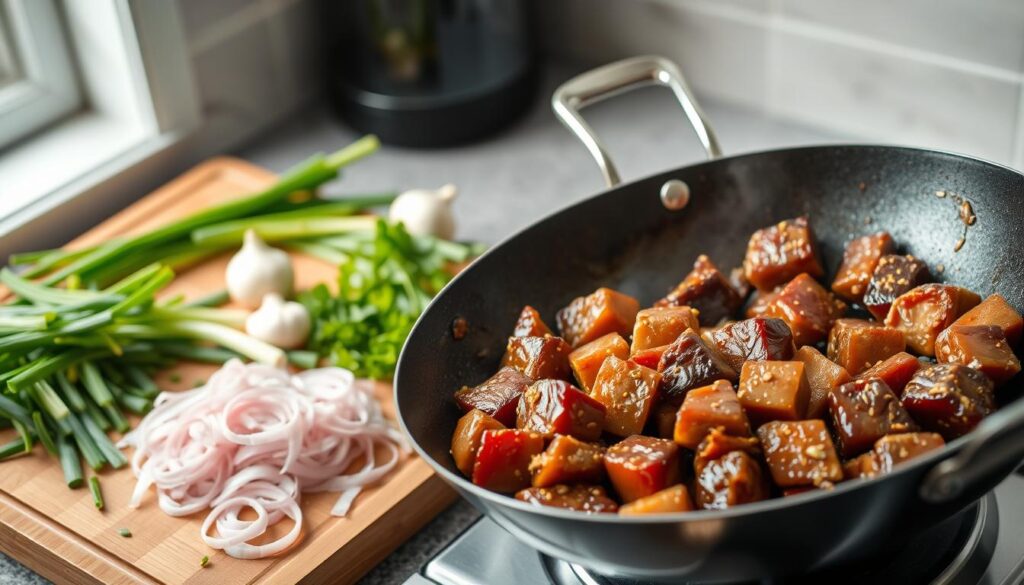 Vietnamese shaking beef preparation