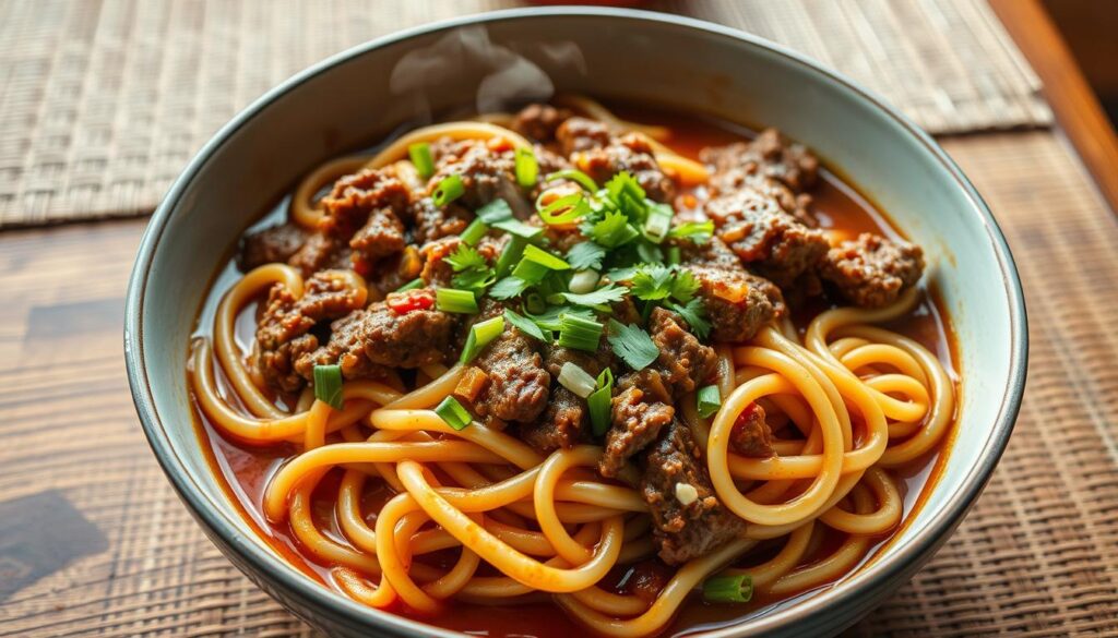 mongolian ground beef noodles